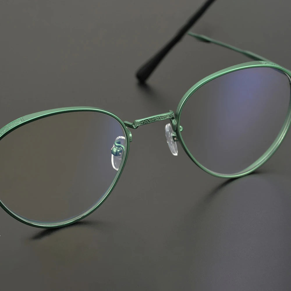 MLM Japan Optical Design Pure Titanium Ultra Lightweight Eyewere Vintage Hand-Carved Anti-Blue Light Eyeglasses