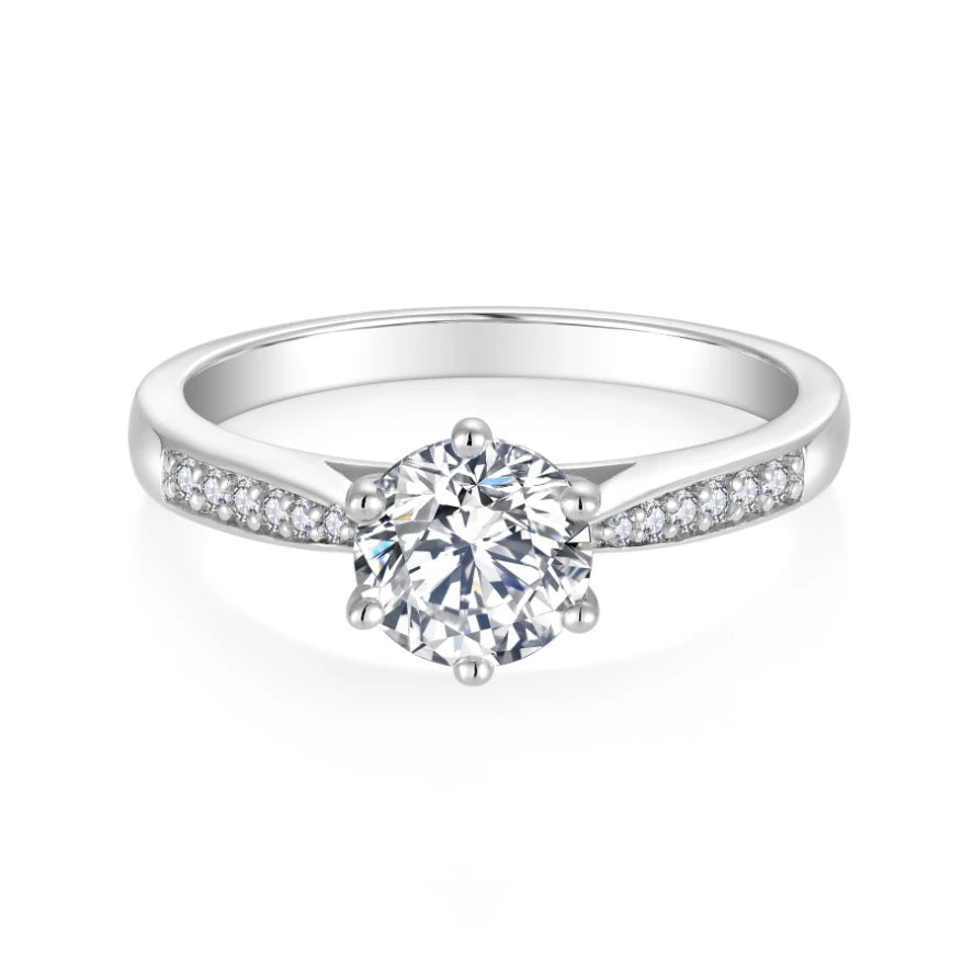 High Quality 925 Sterling Silver 1ct Moissanite Engagement Ring Rhodium Plated Weddings Anniversaries Moissanite Engagement Ring
