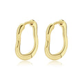 Minimalist Jewelry 925 Sterling Silver 18k Gold Plated Popular Simple Design Irregular Oval Hoop Huggie Earrings for Women