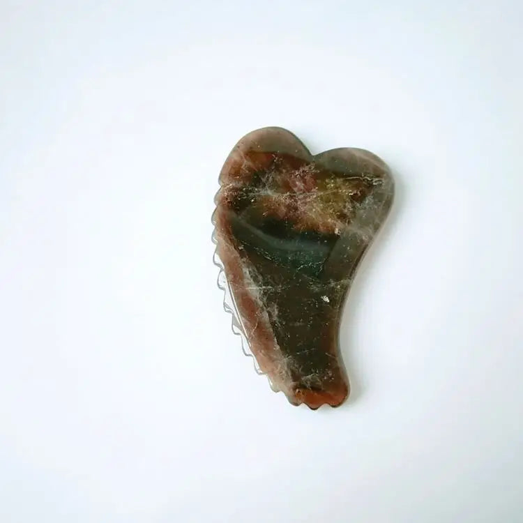 Diy Wholesale Natural Stone Heart Shape Guasha Facial Tool Pink smoky quartz Jade Gua Sha For Scrapers Face Massage