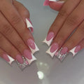 Nail Supplier Cheaper Handmade Tapered Duck Feet Shape Press on Nails Acrylic Artificial Press on Nails with Diamond
