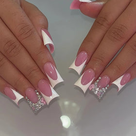 Nail Supplier Cheaper Handmade Tapered Duck Feet Shape Press on Nails Acrylic Artificial Press on Nails with Diamond