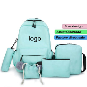2025 Cute Cartoon Printed 5-Piece Set Cost-Effective Fashion Handbag for Teenagers with Lunch Bag Pencil Case Laptop Backpack