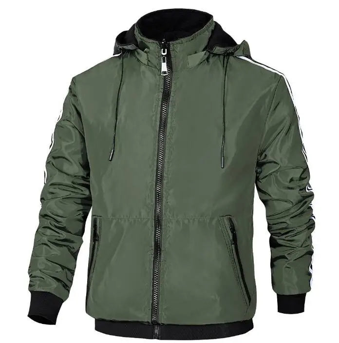 Autumn Winter Jacket Men Double-sided Coat Casual Thicken Jacket With Detachable Hooded Men Stand Collar Streetwear Coat