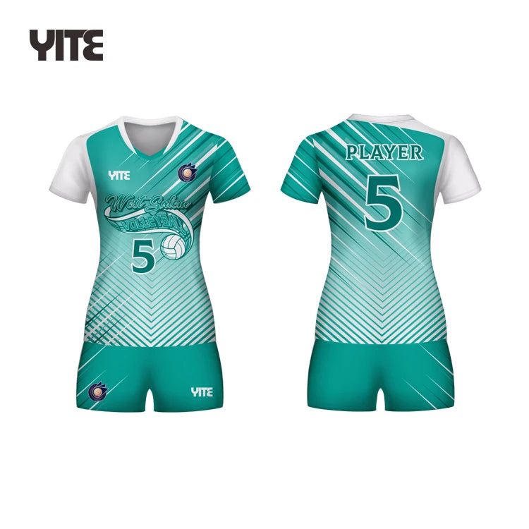 Custom Logo Design Latest 100% Polyester 160g Volleyball Jersey Sublimation Printed Shirts Female Uniforms Set