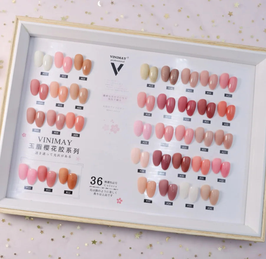 Vinimay Jelly pink Gel Polish Set Natural 36 Colors Organic Professional Nail Gel Polishes Soak Off Nude Gel Color Set Wholesale