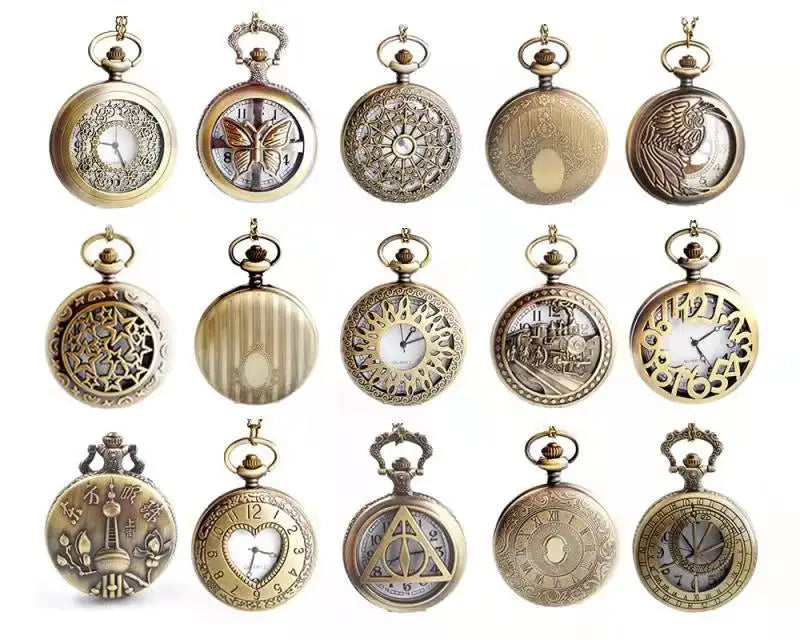 Stylish Vintage Quartz Pocket Watch Steampunk Unisex Pendant Flip Hollow Black Bronze Silver Gold Watches Clock