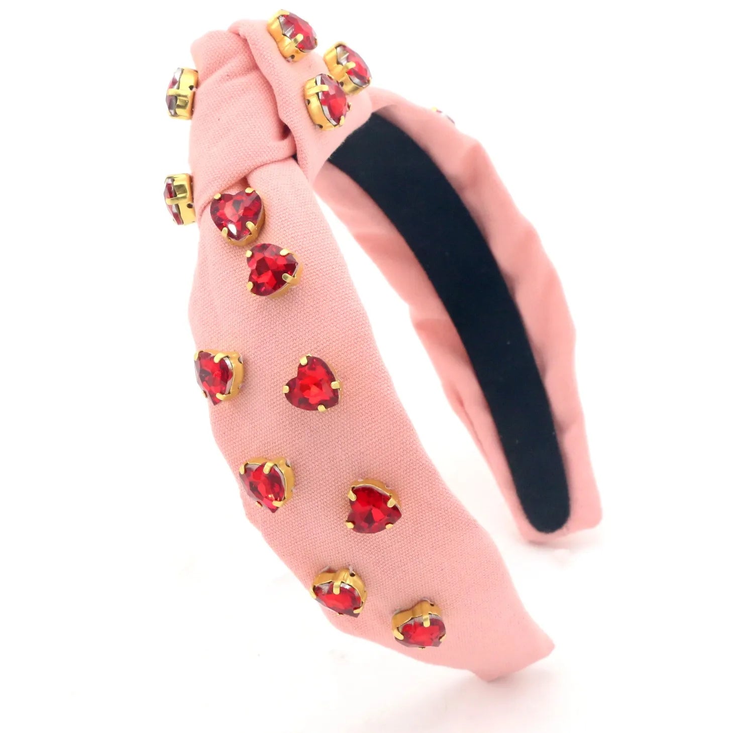 Dream Fashion Red Heart Crystal Custom Women Headband with Logo Wholesale Luxury Pink Headband for Girls Hair Accessories