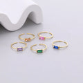 Trendy Unisex Colored Square Zircon Silver Open Rings Vintage Gemstone 925 Sterling Silver Adjustable Rings