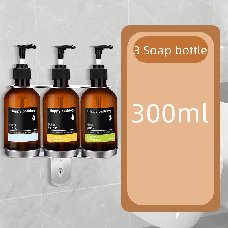 Wall Mounted Double ABS Hand Soap Dispenser with Liquid Soap Bottle Press Type for Bathroom & Hotel Use