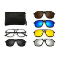 2025 Stylish Double Bridge Magnetic Clip on Night Driving Custom Logo Polarized TR Frame Sunglasses for Women and Men