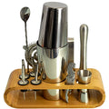 Hot Selling HX Brand Boston Cocktail Shaker Set New Design Stainless Steel Elegant Bartender Kit Bamboo Stand Premium Bar Tools