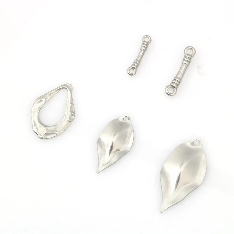 Stainless Steel Irregular Leaf Pendant Trendy Punk Paired with DIY Accessories