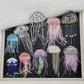 Hand-Sewn Embroidered Jellyfish Tassels PVC Fabric Patches Sew-On Style for Clothing Shoes Hats & Bags Finished Accessories