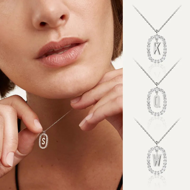 Collares Para Mujer Wholesale Custom Name Necklace Crystal Women Initial Letter Designer Necklace Jewelry