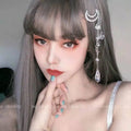 Fashion Eleothergant Women Hair Bands Lady Moon Rhinestone Crystal Tassel Long Chain Beads Dangle Hairpin Hair Clip Hair Jewelry