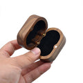 Custom Logo Wood Ring Box Handmade Walnut Wood Engagement Wedding Ring Jewelry Packaging Box