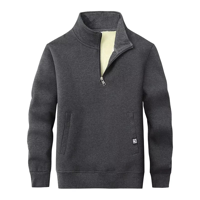 Half Zip up Men's Fleece Jacket Custom Heavyweight Cotton Plain Winter Mens Clothes Thick Cashmere Sweatshirt