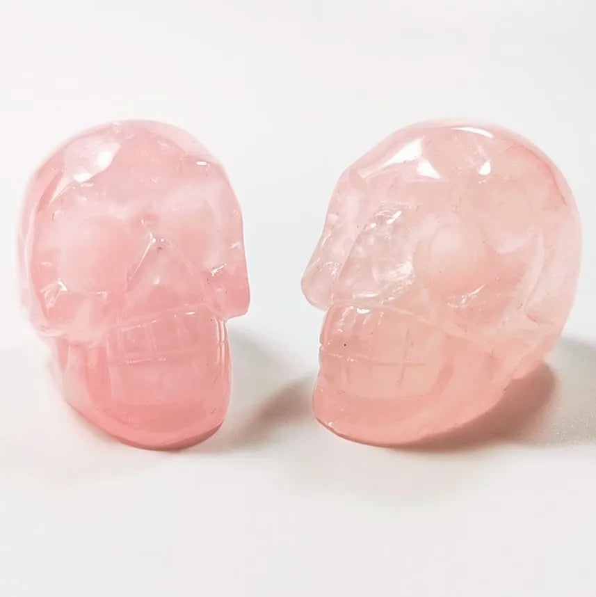 Huiying Cheap Price 2 Inch Hand Carving Natural Paperweight Stone Rose Quartz Skulls Crystal Decorative Crafts