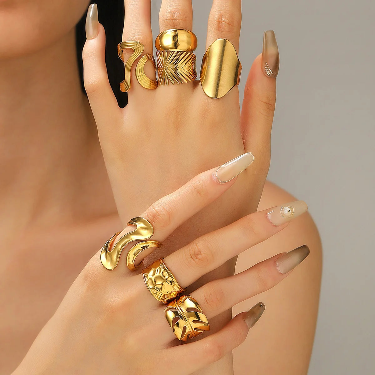 Waterproof Stainless Steel Big Stackable Rings for Women Trendy Ladies Finger Rings Accessories on the Hand 2025 Fashion Jewelry