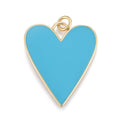 PandaHall Hot Sale 18K Gold Plated Enamel Multi-Color Neon Blue Heart Charm Pendants Necklace Earring Making Children's Brass