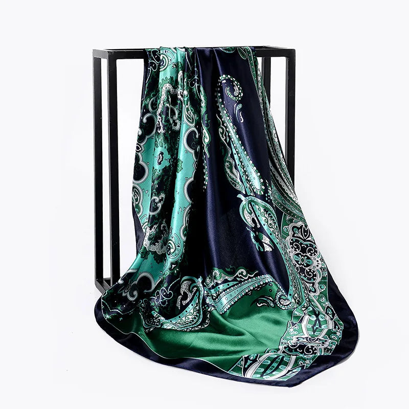 90cm*90cm Japanese and Korean Style Rose Flower Milk Silk Lady Simulation Silk Scarf Large square Scarf