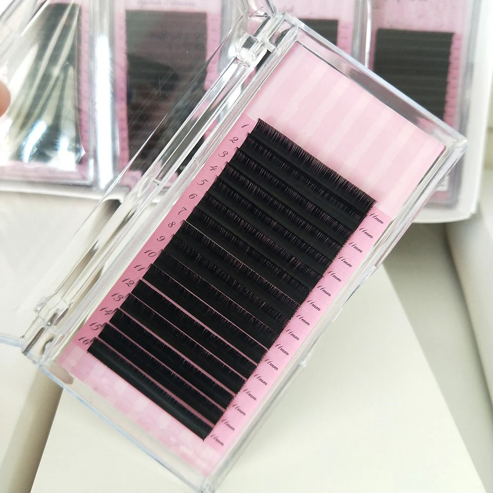 Wholesale Dark Black Matte Soft 0.03 0.05 0.07 Volume Mink Classic Individual Eyelash Extension Supplies Cashmere Lash Trays