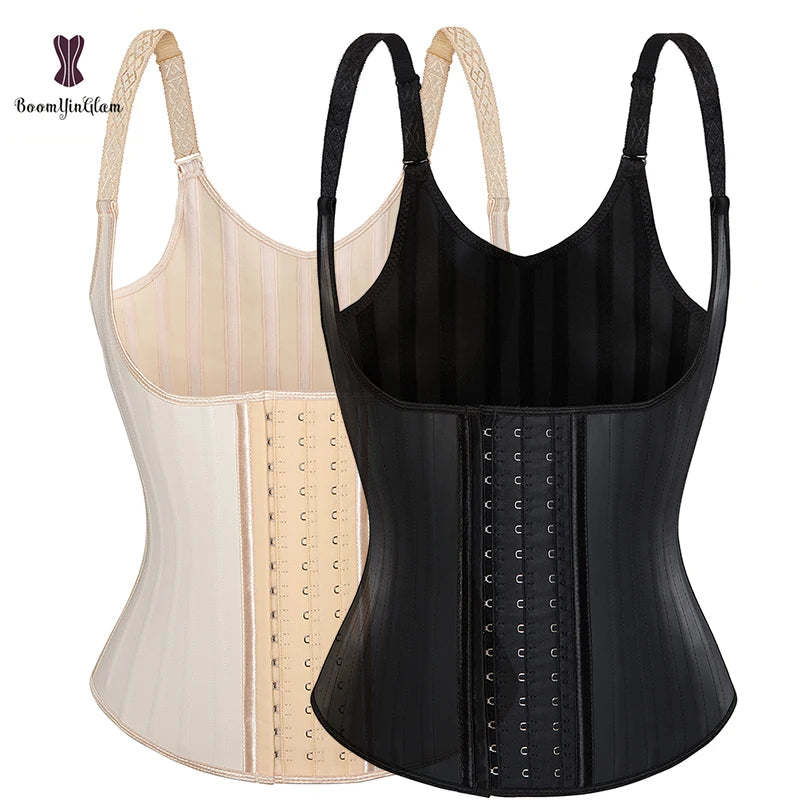 Plus Size XS to XXXXXXL Faja Colombianas Latex Corset Woman Slimming Vests Glitter Latex Waist Trainer With 25 Robs