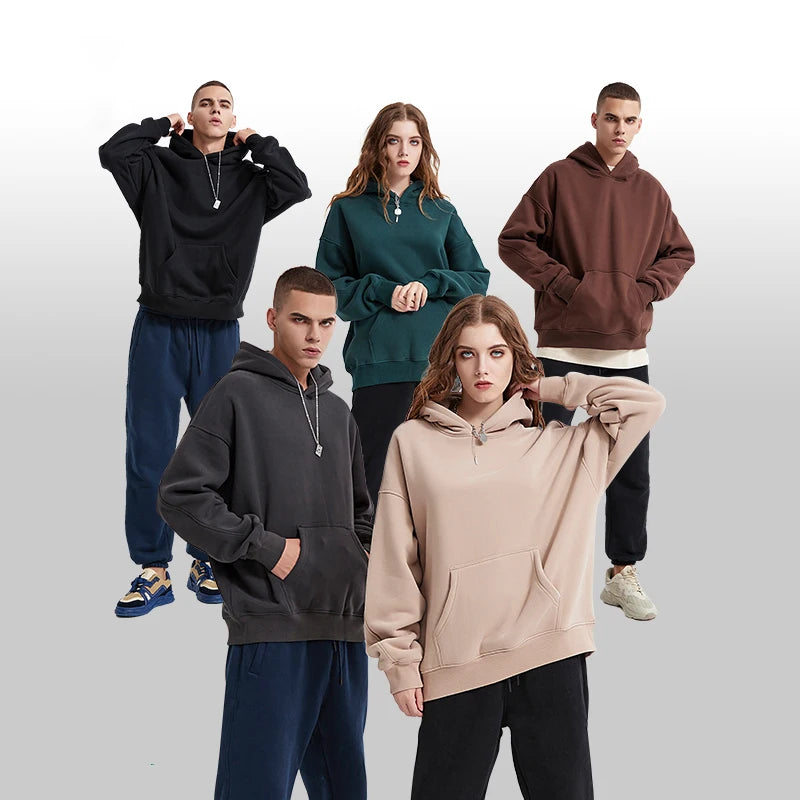 Custom Logo Heavyweight Blank Men's Hoodies Wholesale Oversized Streetwear 100% Cotton Hoodie With Printed Designs