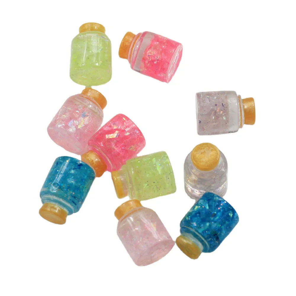 Mix Resin Glitter Mini Bottle Miniature Flatback Cabochon Stone Micromodel DIY Children Scrapbook Decor Craft