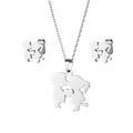 Chic Vintage Necklace Antique Geometric Stud Earrings Women Gold Color Stainless Steel Pendants Necklace Travel Jewelry Set