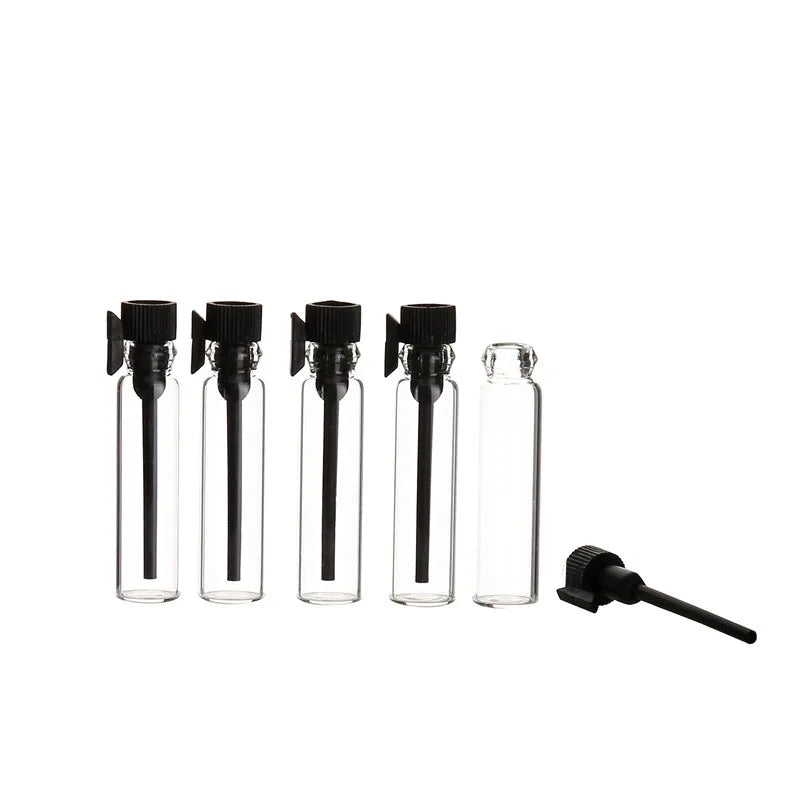Factory-issued 1ml 2ml 3ml Clear Tester Sample Tube Glass Perfume Vials with Plastic Lid DH5856