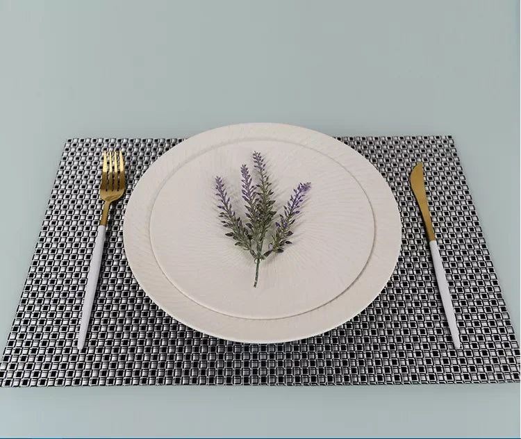 Luxury Classic Dining Table Mats Waterproof PVC Woven Mat Durable and Resistant Kitchen Tabletop Protector
