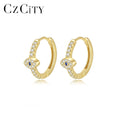 CZCITY Women Trendy Trending Gold Plated Earing Blue Eye Evil Huggies Hoop Clip on Fashion Eye Earrings