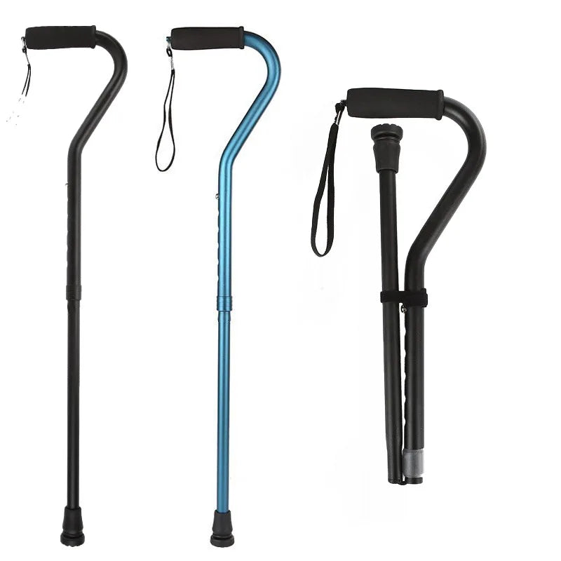 Aluminum Alloy Crutches for Elderly Non-Slip Hook Handle Collapsible Telescopic Locking Height Walking Stick Comfortable