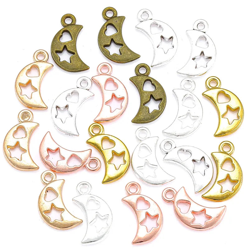 YuenZ 6 colors alloy moon Charm Hollow Star Pendant For DIY Necklace Bracelet Earrings Jewelry Making Accessories 17*9mm L631