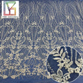 French Heavy Flower Embroidery With Sequins Pearls Lace Fabric Luxury Bridal Wedding Beaded Mesh Lace Fabric for Dresses Women