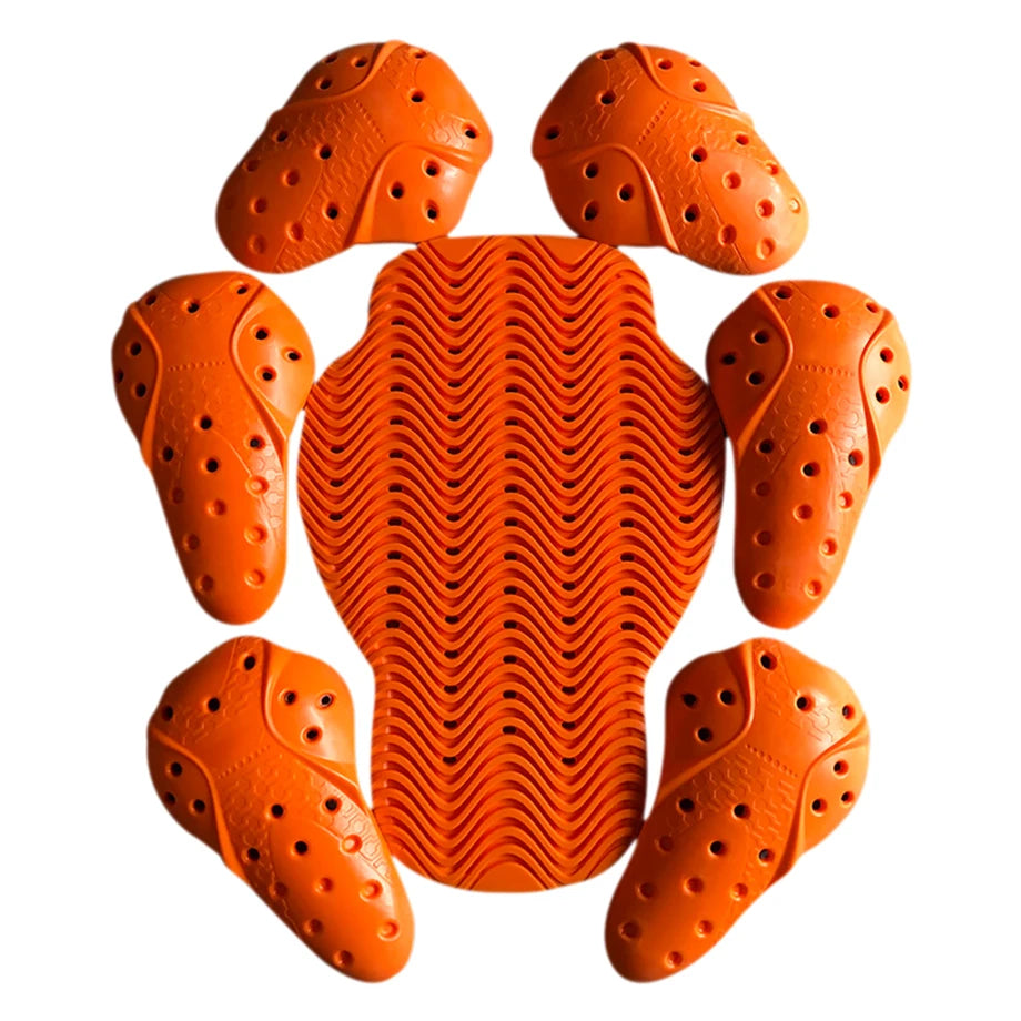 Motorcycle Shoulder & Knee Pads Replacement PU Foam Eco-Friendly Breathable Orange Soft Unisex All Seasons Model FOX-PU05