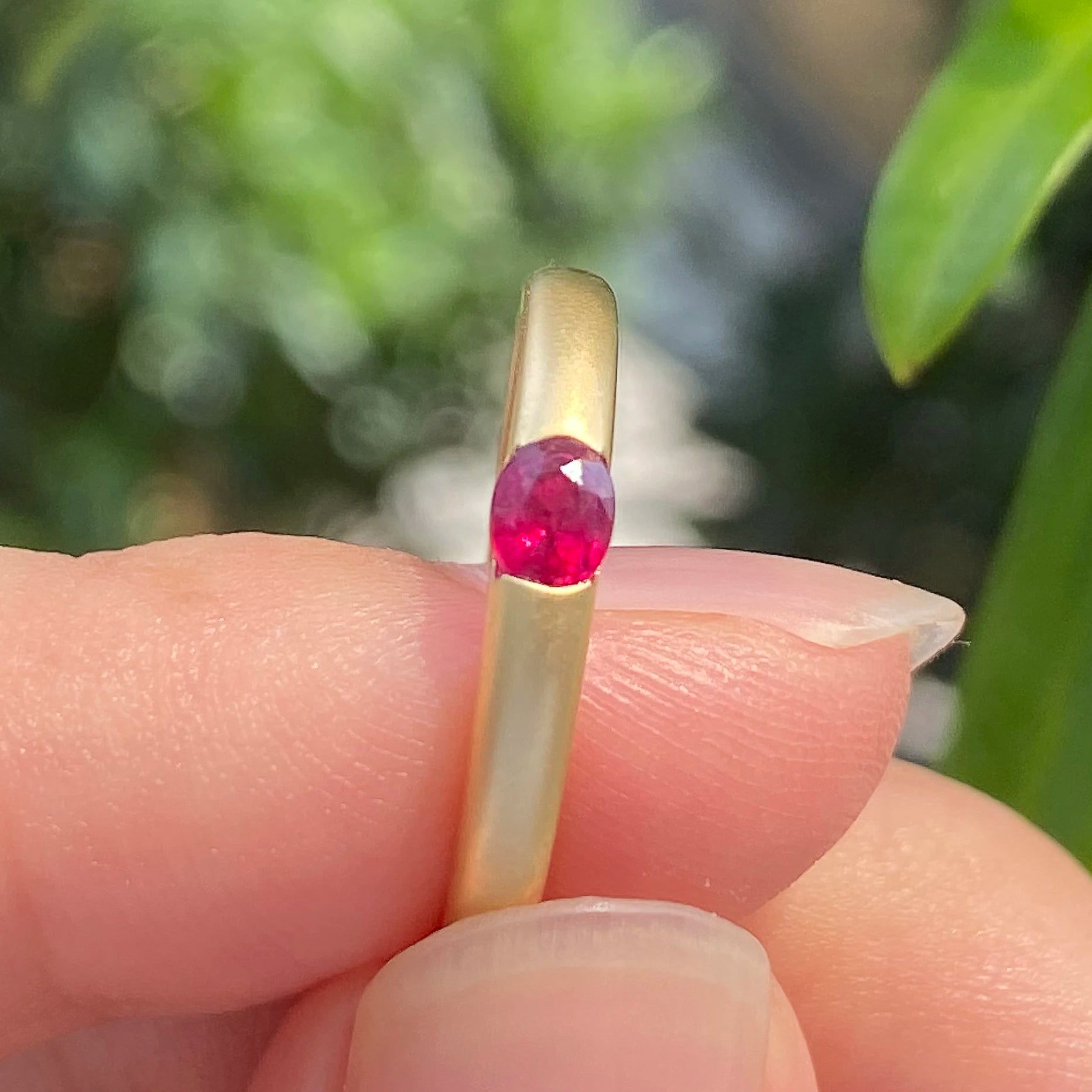 Natural Ruby Gemstone Simple Engagement Wedding Rings for Women Fashion  Real 18k Gold