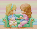 SONGWOO Wholesale Hot Sale Portrait Diamond Embroidery Crystal Rhinestone Sisters Sofa Drinking Coffee Diamond Painting Crafts