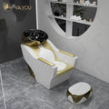 Luxurious Golden Ceramic Shampoo Chair Shampoo Basin Can Swing Can Be Customized Color for Salon Point