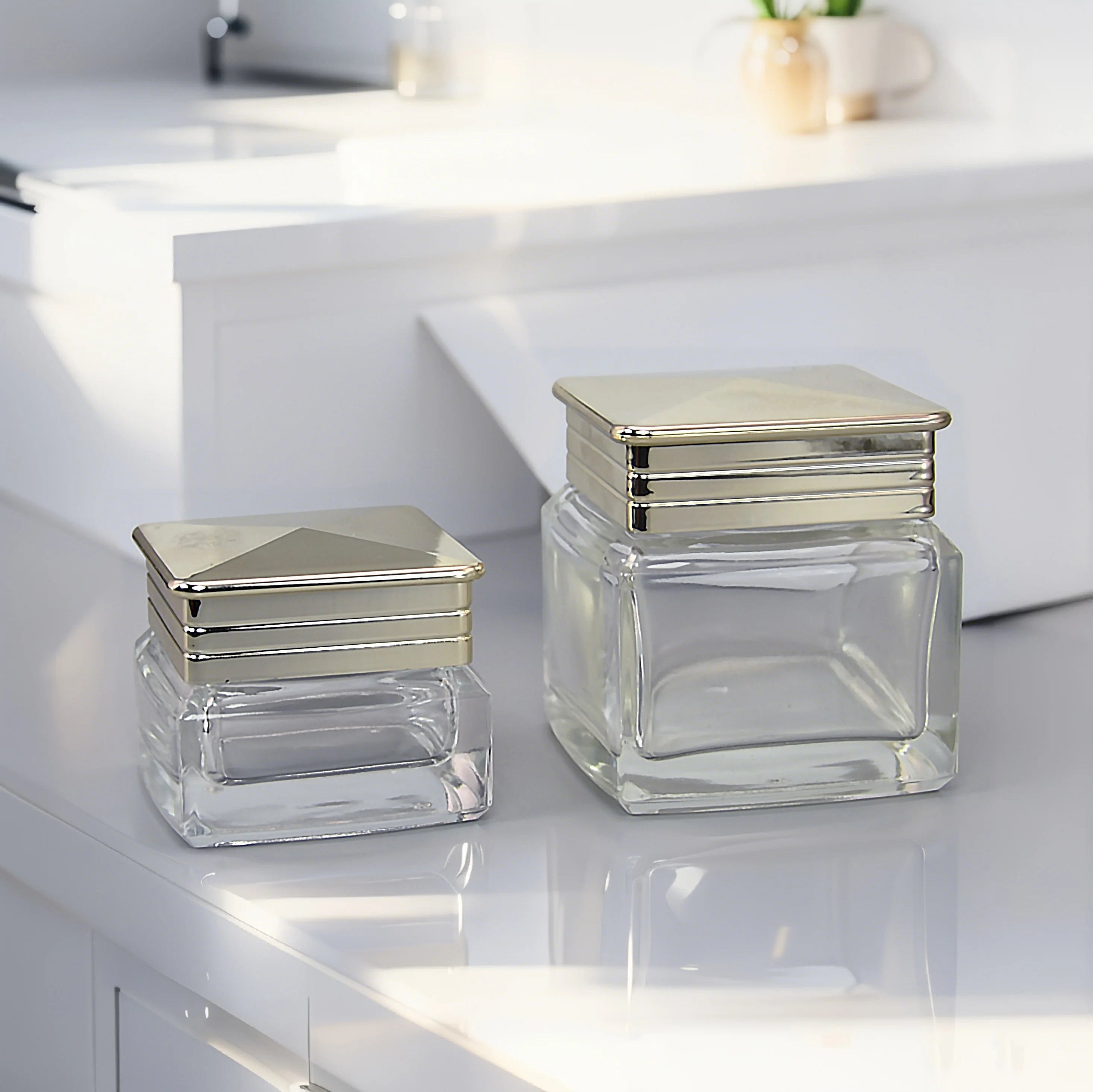 Wholesale Price Cosmetic Glass Container Skincare Packaging Set 100g 50g 30g Glass Cream Moisturizer Jars for Skin Care