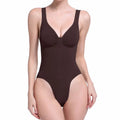 NANBIN Women's Sleeveless Bodysuit Tank Top Deep V Neck Brief with Front Zip Seamless Sculpt Waist Body Shaper Breathable Design