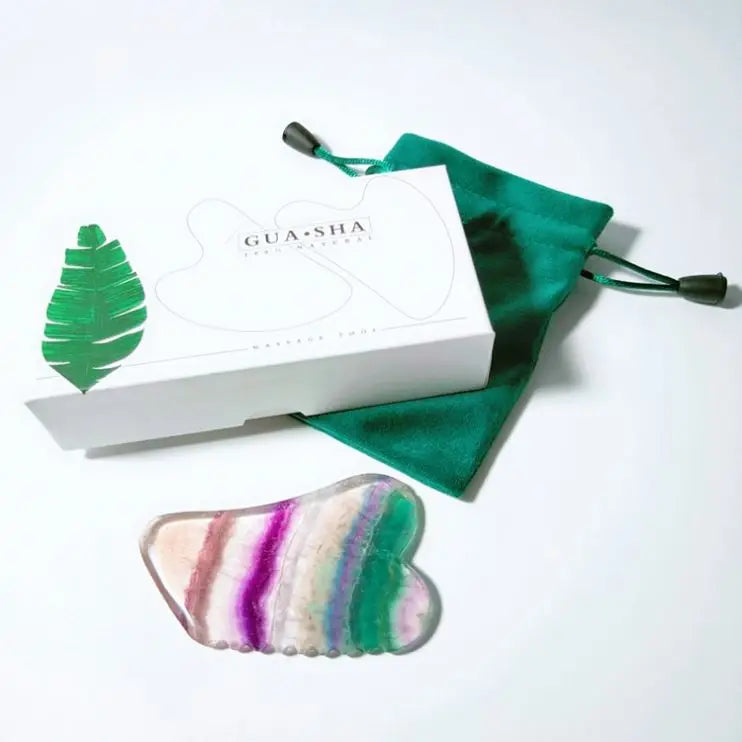 Diy Private Label 100% Natural Anti Aging Beauty Facial Skin GuaSha Scraping Tool Fluorite Jade Gua Sha Stone Set Of Gift Kit
