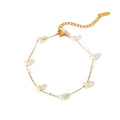 Hypoallergenic Jewelry Free Tarnishing Luxury 18K Gold Natural Freshwater Pearl Beads Stainless Steel Charm Bracelet for Women