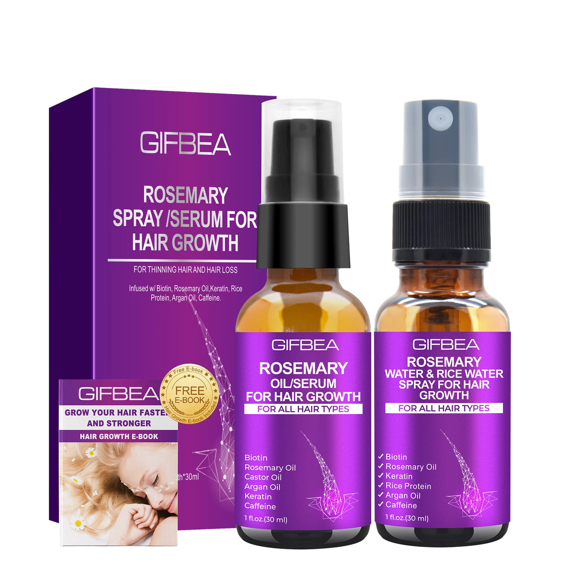Best Selling Rice Water Hair Products Rosemary Rice Water Fast Thick Hair Growth Spray Serum for Hair Treatment