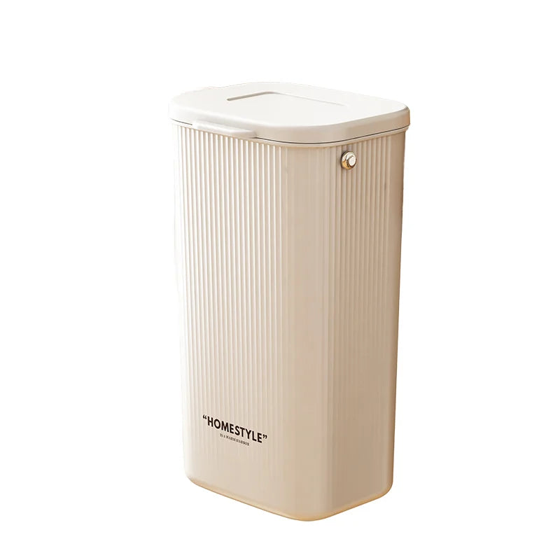 Open Top Self-Sealing Trash Can Plastic Storage Bucket for Kitchen or Office Use Pressing Type Style