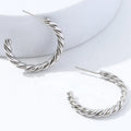 Jinyuan Vintage C Shape Twist 18K Gold Plated Stainless Steel Hoop Earrings for Women Wedding Engagement Party Gift