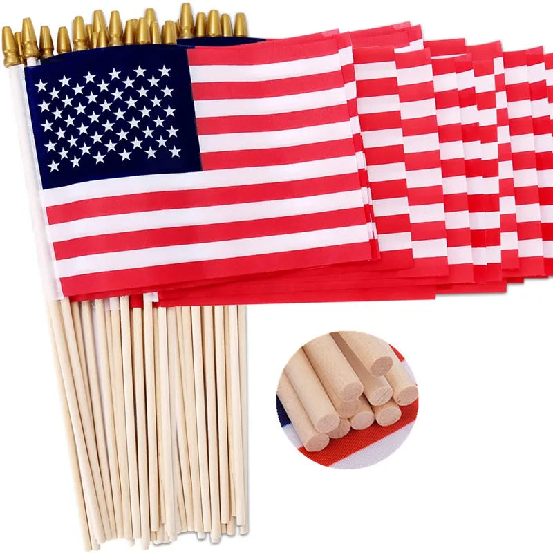 12 X 18 Inch Bulk Custom Handheld Stick International Flag Logo Printed Toothpick Flag Sticks 12 X 18 in Custom Flag