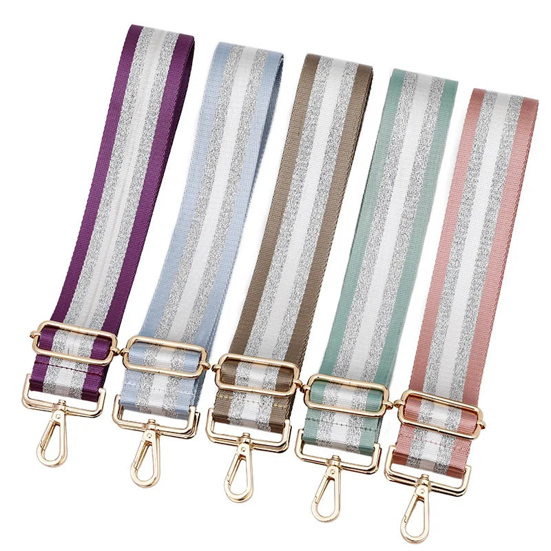 Meetee B-J2108 New Colorful Bright Line Striped Wide Woven Bag Strap Handbag Accessories Replacement Shoulder Strap